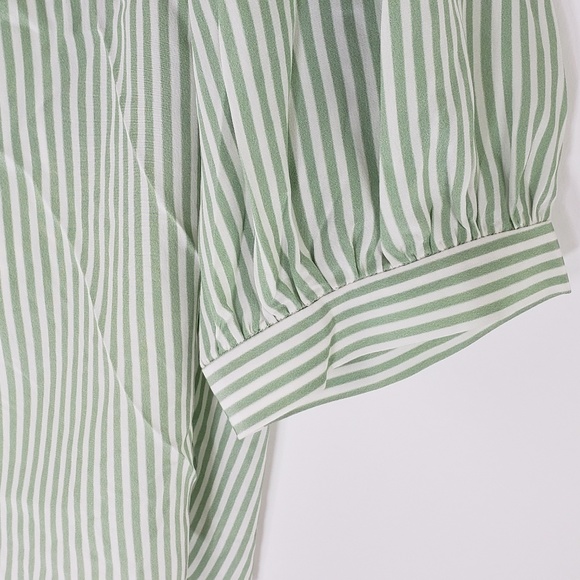 Tucker The Tassel Blouse Grass Stripe Tops - Picture 5 of 7